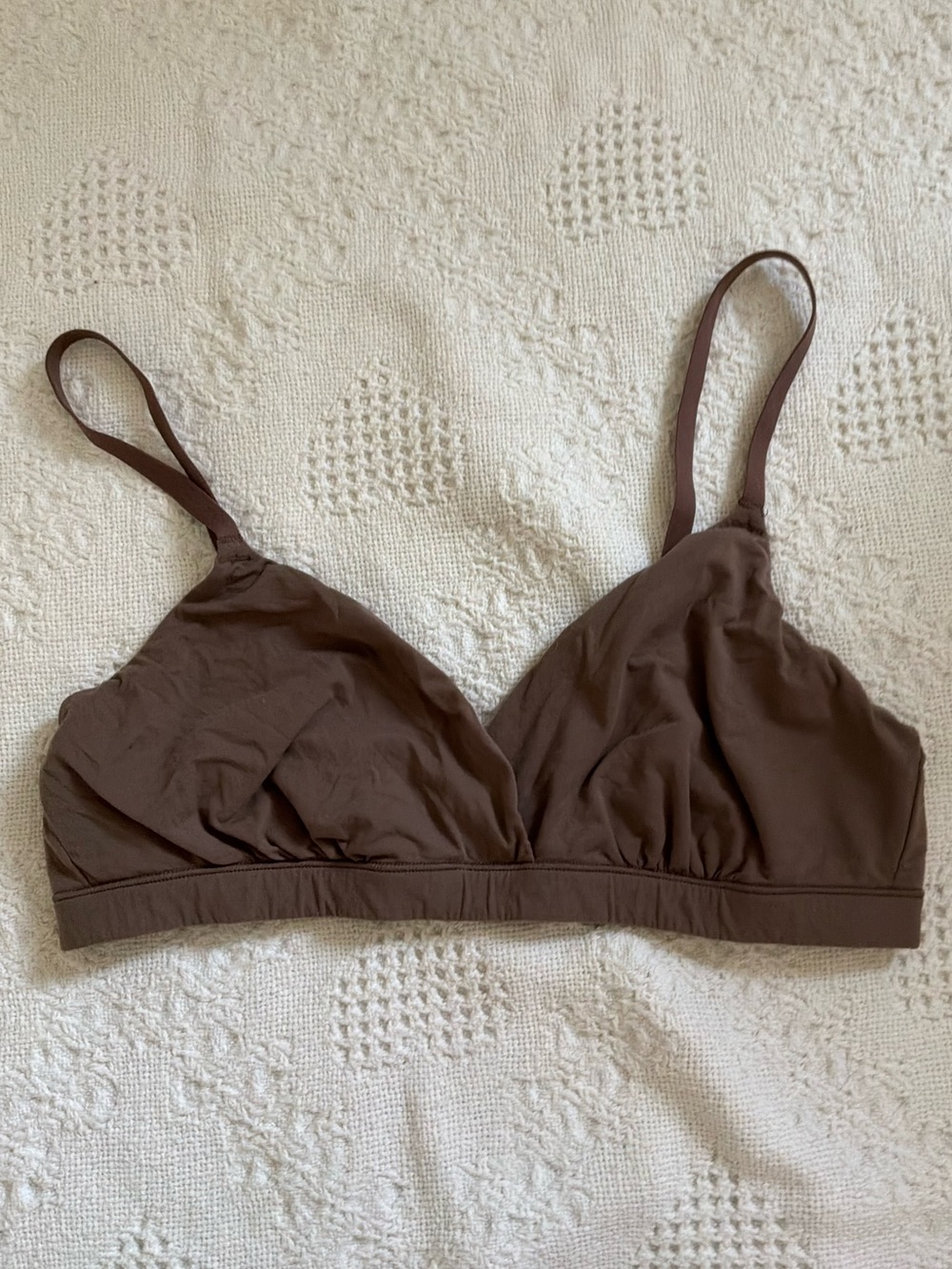 Skims crossover brown bralette lounge bra sz M